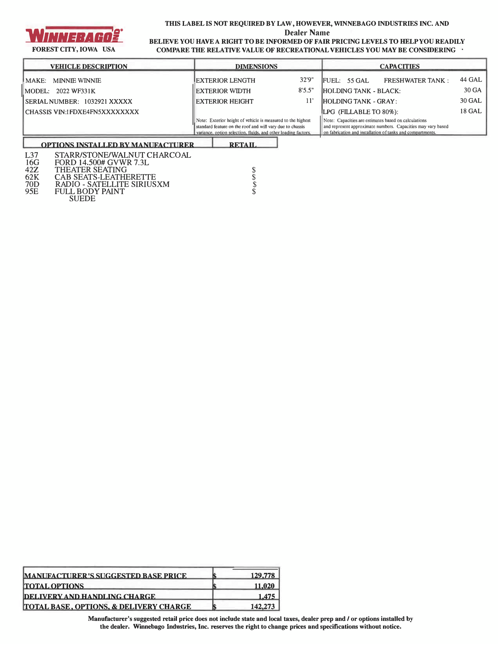 Identifying Your Motorhome: Option Codes